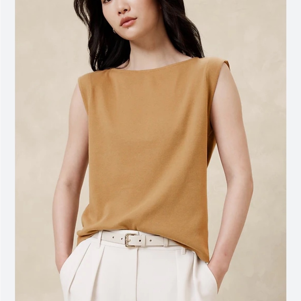 NWT banana republic ribbed relaxed top camel‎ tan
